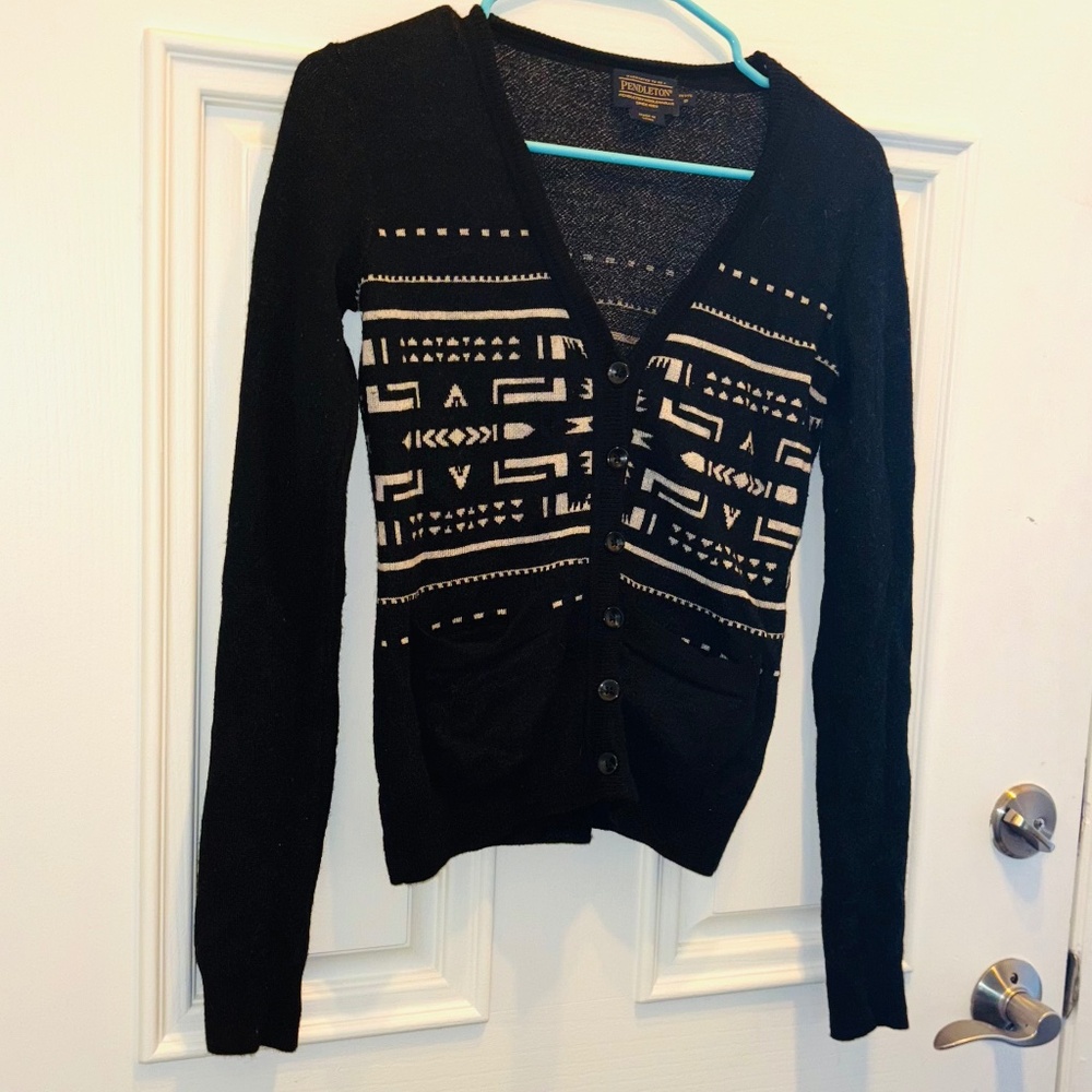 Pendleton Black White Wool Native Southwestern Ca… - image 1
